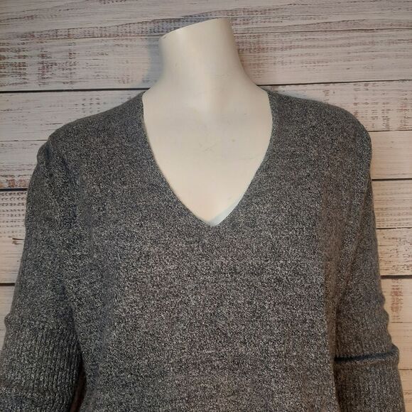 Babaton Aritzia Wool Linen Blend Black Gray V-Neck Pullover Top Women's Sz S/M - Picture 4 of 12